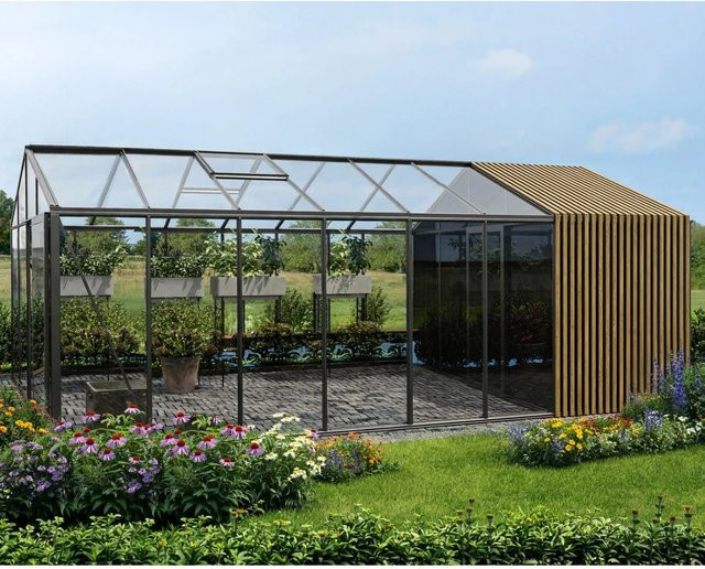 Bloomcabin Gewächshaus Klassik mit integriertem Stauraum, Schwarz, mit Sicherheitsglas und Belüftungssystem - Bild 1