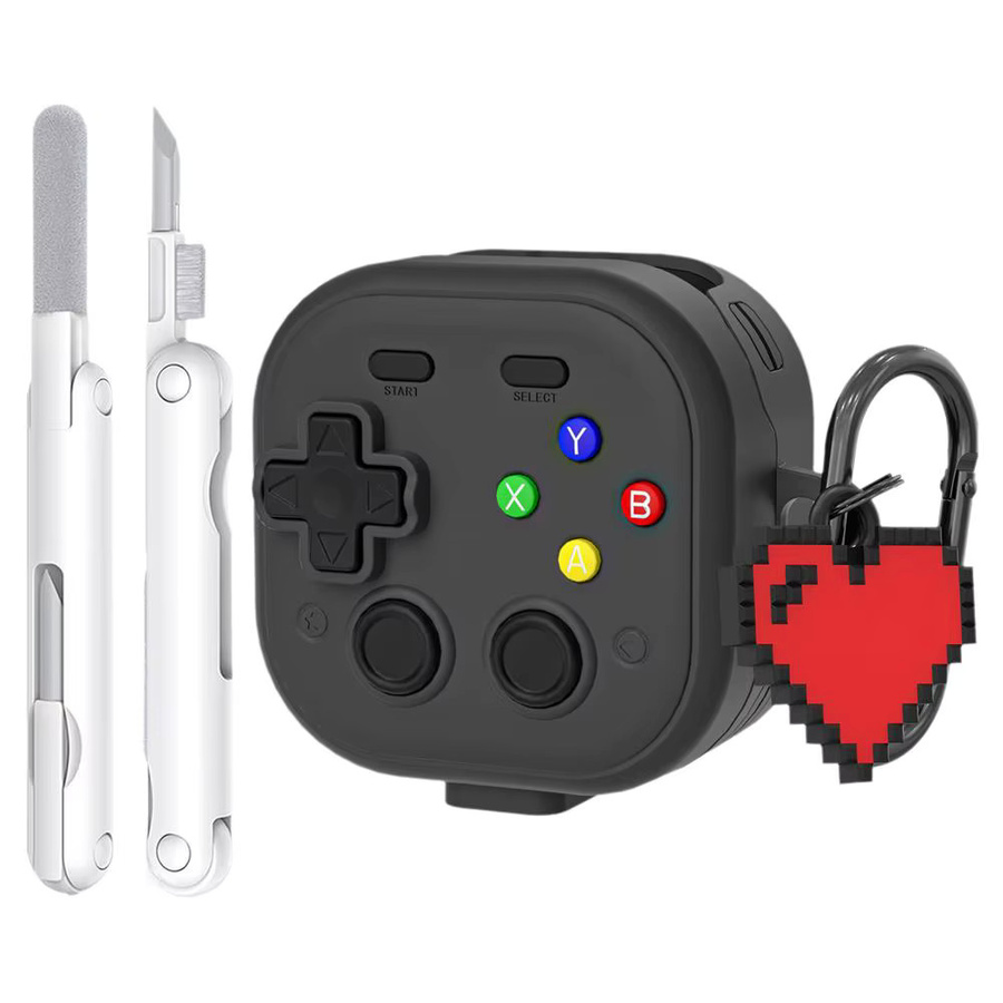 Samsung Galaxy Buds 4 Pro / Buds 4 Schutzhülle im 2-in-1 Game-Player-Design aus weichem TPU in Schwarz inklusive Reinigungsset - Bild 7