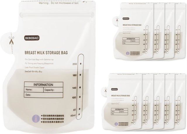 Bebebao Einweg-Muttermilchbeutel zum Stillen, 200 ml, BPA-frei und auslaufsicher, transparent - Bild 1