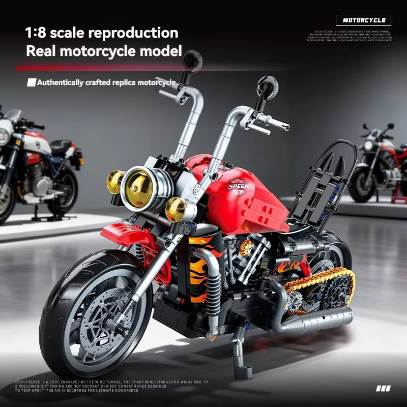 FUNXINEE Technisches Rotes Motorrad, Bausteinset, 1:8, 805 Teile - Bild 3