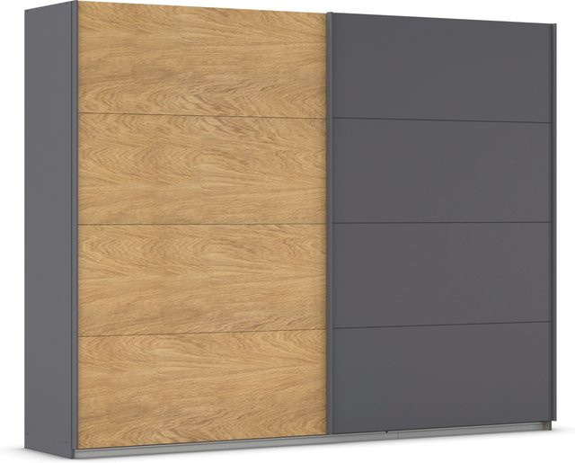 RAUCH ORANGE Malva-Extra Schwebetürenschrank ohne Spiegel in Eiche Furnier und Grau, Breite: 271 cm, Höhe: 210 cm - Bild 1