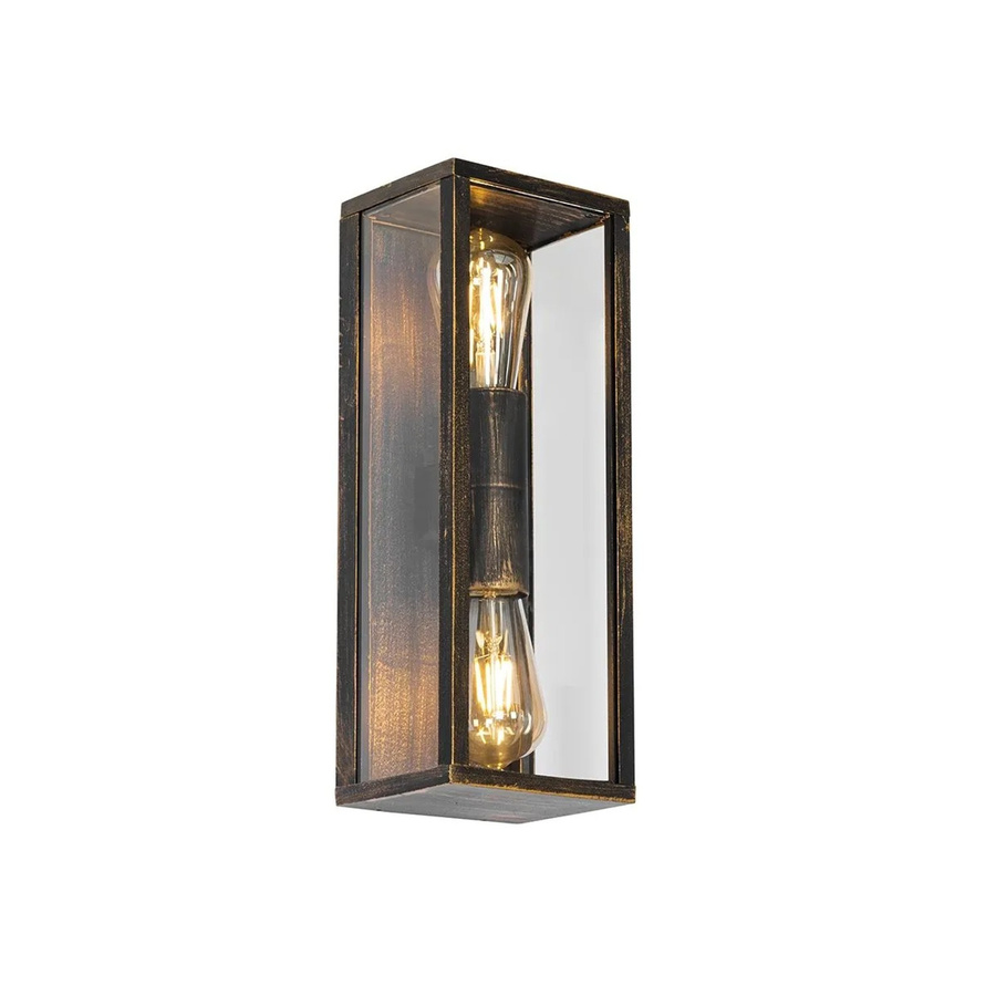 QAZQA Vintage Wandleuchte Charlois in Antikgold, 2-flammig, IP44 Außenleuchte aus Aluminium für Garten und Außenbereich, E27, dimmbar - Bild 2