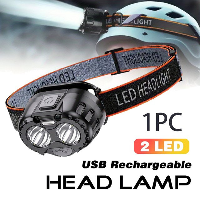 KDULIT LED-Stirnlampe in Schwarz mit 250 lm, wasserdichte IPX4 Notfall-Stirnlampe mit wiederaufladbarem Akku für Outdoor, Camping und Wandern - Bild 1