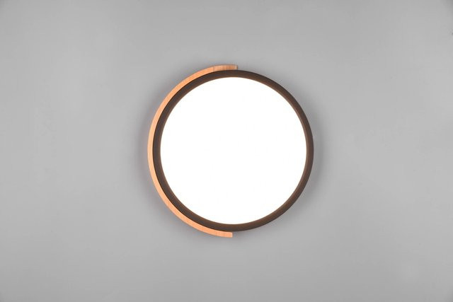Reality LED-Deckenleuchte Jano in Schwarz matt mit Holz und Acryl, dimmbar, rund - Bild 1