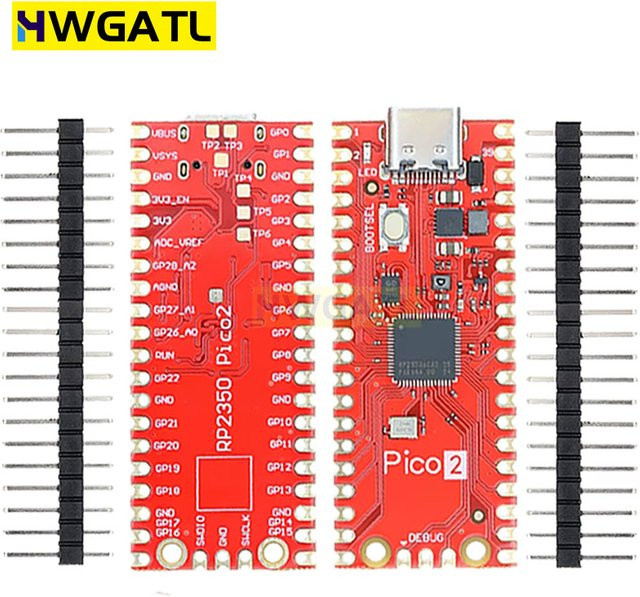HWGATL Pico2 RP2350 Entwicklungsboard mit USB-C Anschluss, RP2350A Mikrocontroller, kompatibel mit Raspberry Pi Pico 2, Rot - Bild 1