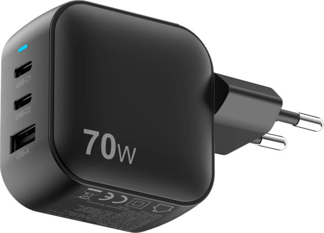 Sitecom 70W GaN Wandladegerät mit USB-A und USB-C in Schwarz - Bild 1