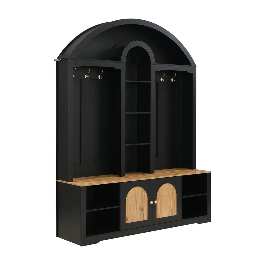 okwish Garderobenschrank mit Schuhregal und Haken in Schwarz, B/T/H: 150 x 40 x 195 cm - Bild 2
