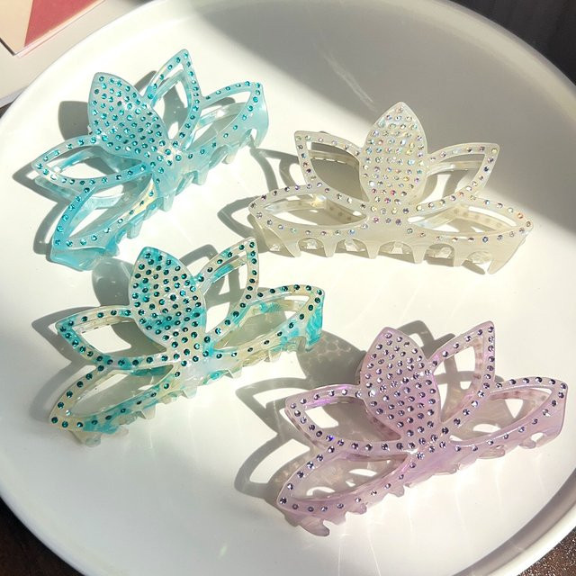 MEPHINA Haarspange Lotus-Design mit Diamanten, Damen - Bild 1