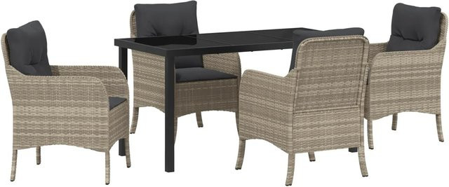vidaXL 5-teiliges Garten-Essset aus Polyrattan mit Kissen in Anthrazit und Hellgrau - Bild 1