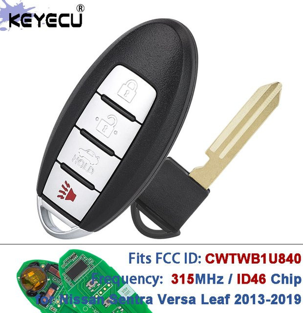 KEYECU Smart Remote Key Fob CWTWB1U840 285E3-3AA0A 315 MHz ID46 für Nissan Sentra Versa Leaf in Schwarz - Bild 1