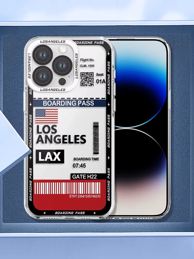 YAETEE iPhone Hülle Los Angeles New York Boarding Pass Design Multicolor Soft Case für verschiedene iPhone Modelle - Bild 4