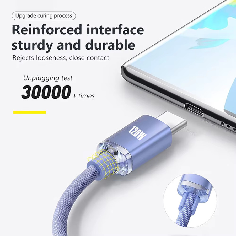 120W USB-C Schnellladekabel PD Typ C für iPhone, Xiaomi und Samsung in Schwarz - Bild 2
