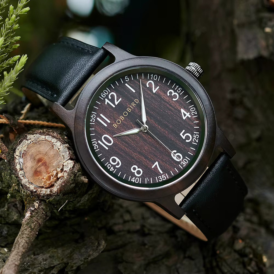 BOBOBIRD Uhren-Set, Quarz, Holz, Schwarz, Unisex - Bild 5