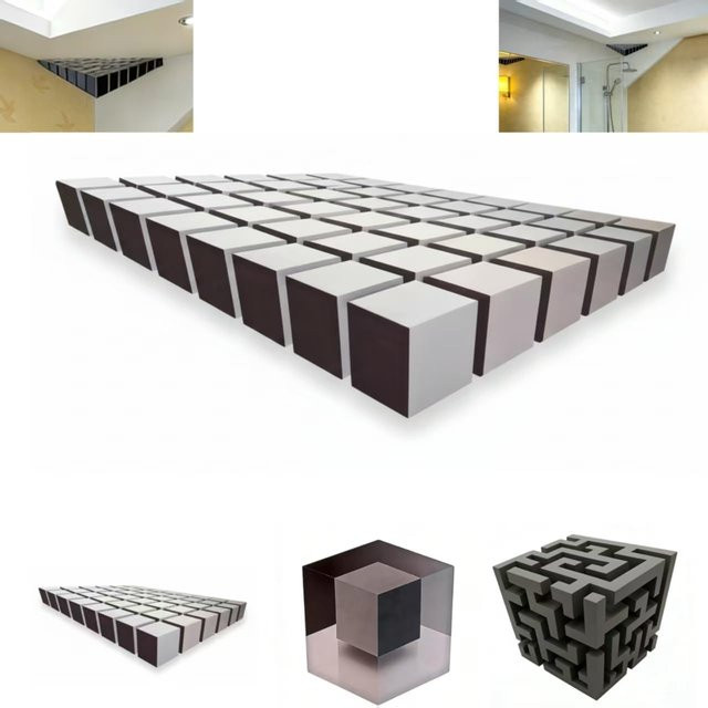 Oudun 3D Eckwandaufkleber mit optischer Täuschung, geometrischer Würfel-Design, selbstklebend und abnehmbar, modern Wandkunst aus PVC für dein Heim oder Büro - Bild 1