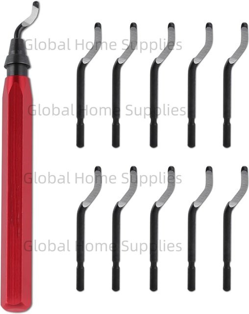 Entgratungswerkzeug RB1000 in Rot mit 10 Stück BS1010 HSS-Klingen für Metall, Aluminium, Kupfer, Kunststoff, Rohre, 3D-Druck und Messing - Bild 1