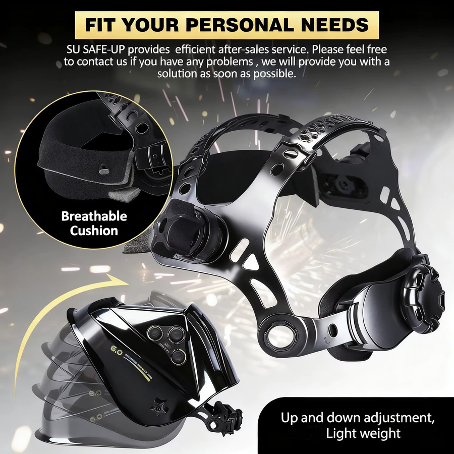 SAFEUP Automatisch verdunkelnder Schweißhelm mit 4 Sensoren und 180° Panorama-Seitenansicht Schweißmaske mit Filterlinse - Bild 6