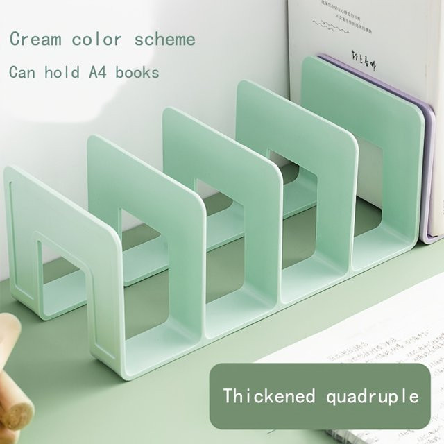 Multifunktionaler stehender Buch-Organizer aus Kunststoff für A4-Dokumente, platzsparendes Schreibtisch-Bücherregal mit mehreren Fächern in Weiß und Grün - Bild 1