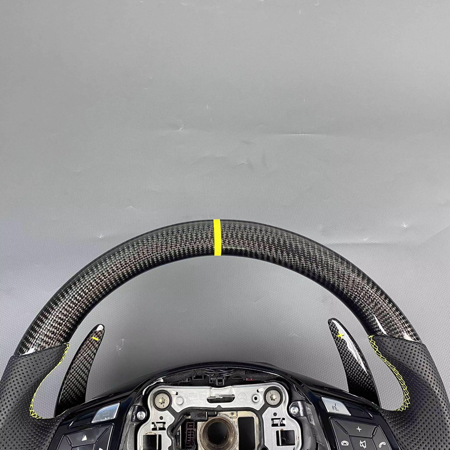 AMBW Carbonfaser-Lenkrad aus perforiertem Leder in Schwarz für Mercedes Benz G-Klasse GL63 ML63 G63 ML350 GL350 G500 ML400 - Bild 2
