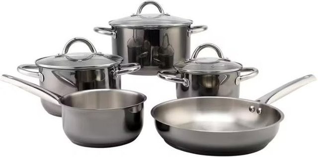 ECHTWERK Kochtopf-Set 8-teilig aus Edelstahl in Schwarz und Silber - Bild 1