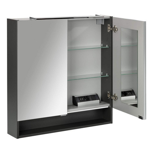 Fackelmann Spiegelschrank Luna in Anthrazit mit LED-Beleuchtung und Softclose-Türen, B/H/T: 80 x 79,8 x 15,3 cm - Bild 3