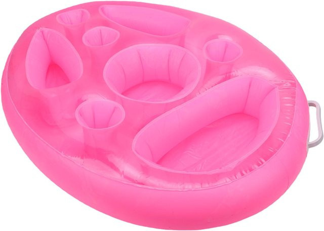 Aufblasbares Pool-Tablett von TOMTOP JMS als schwimmender Getränkehalter mit Fächern für Snacks und Handy in Rosa - Bild 1