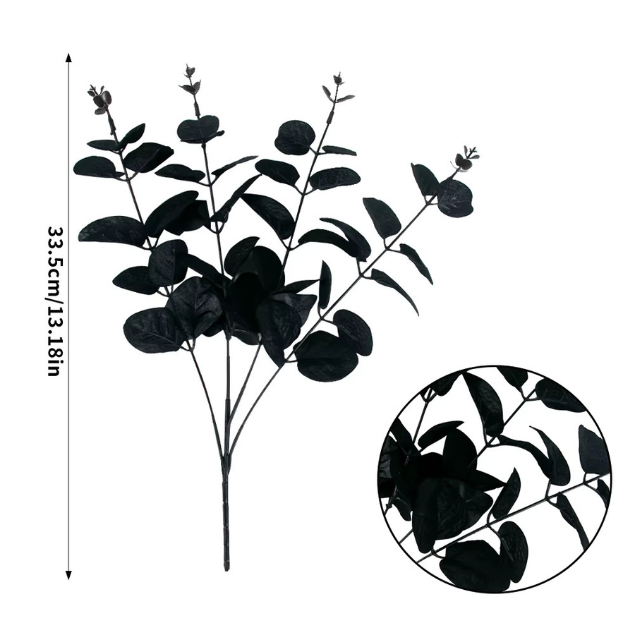 Joy-enlife Künstliche Eukalyptus-Stiele in Schwarz für Halloween-Dekoration und Tischdekoration - Bild 5