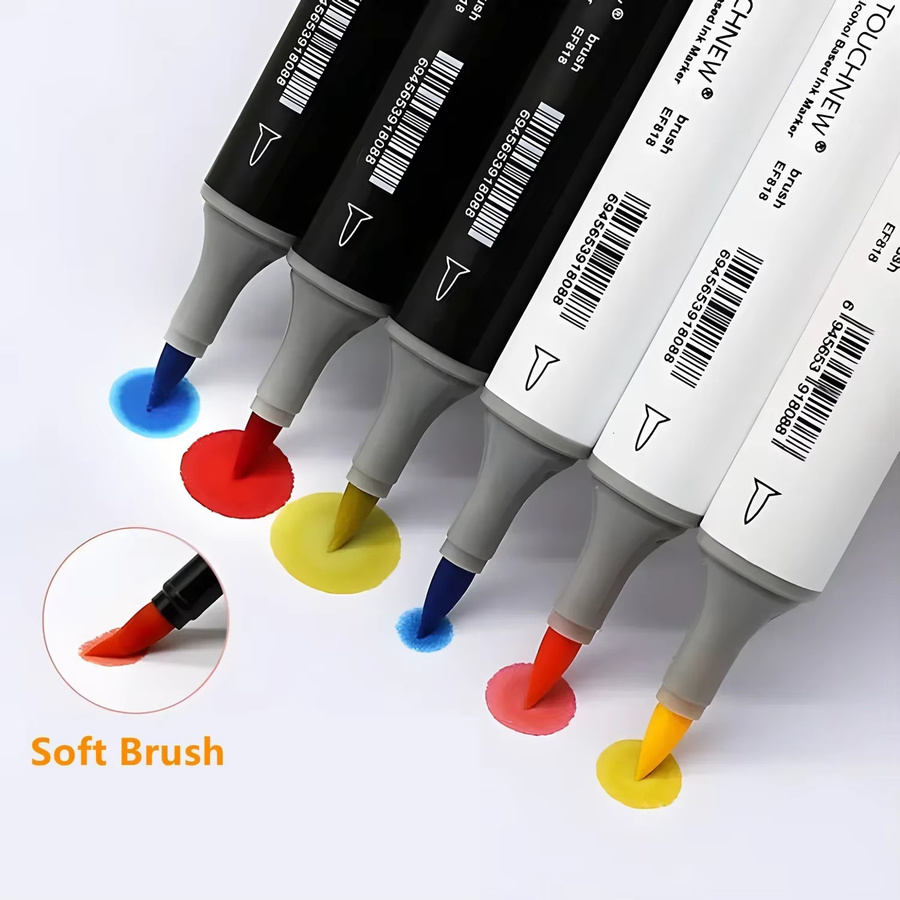 TOUCHNEW Alkoholmarker Set mit Pinsel- und Meißelspitze für Künstler in Schwarz und Multicolour - Bild 3
