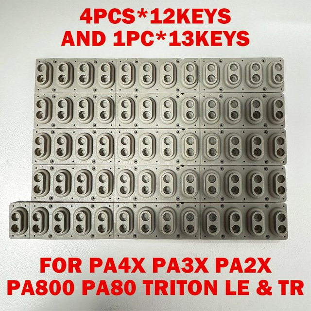Korg Gummischlüsselkontaktset für PA4X PA3X PA2X PA800 PA80 TRITON LE & TR in Grau mit 4x12P und 1x13P leitfähigen Gummistreifenknöpfen - Bild 1