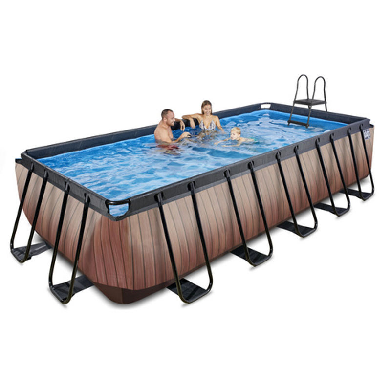 EXIT Toys Wood Pool rechteckiges Aufstellbecken in Braun mit Sandfilterpumpe, B/T/H: 250 x 540 x 122 cm - Bild 4