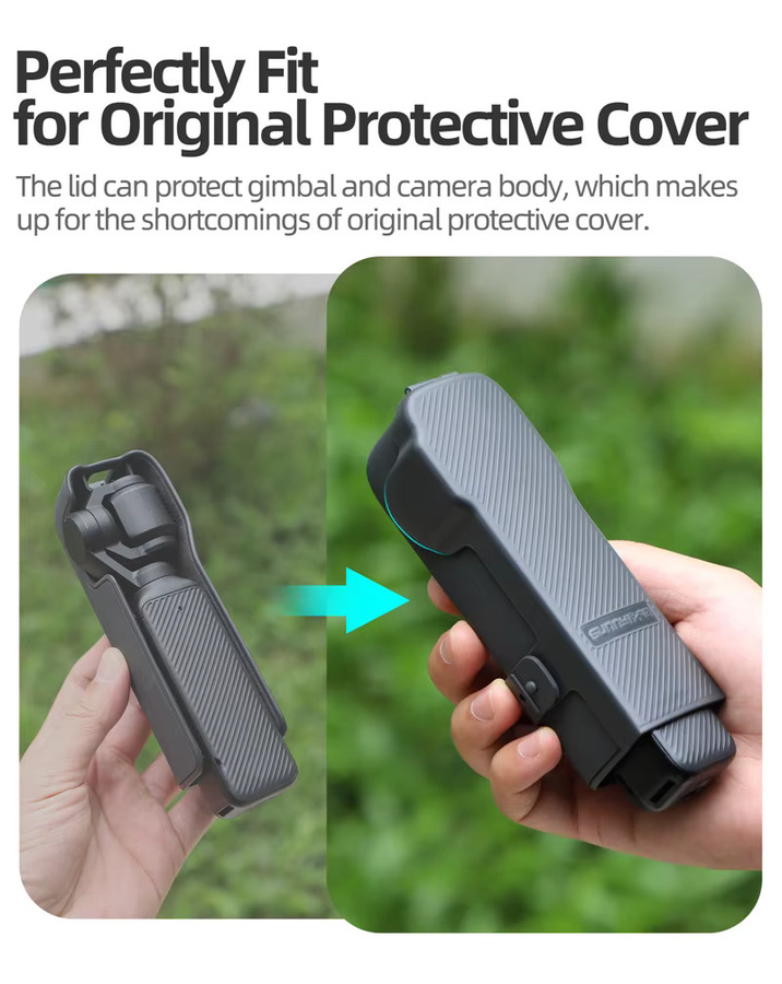 DJI Osmo Pocket 3 Schutzhülle mit Kameraobjektiv-Schutz und Displayschutzfolie in Schwarz inklusive Anti-Fall-Flip-Cover und Schnellverschluss-Hülle - Bild 3