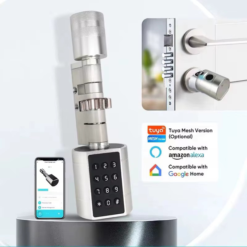 Tuya Intelligentes Elektronisches Türschloss mit Fingerabdruck, Tastatur, Code und Schlüsselkarte via Tuya App für dein Zuhause oder Apartment - Bild 2