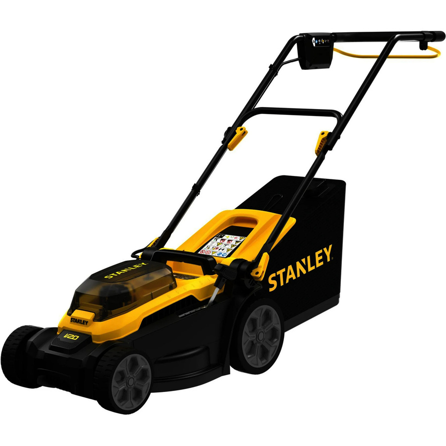 Stanley V20 Akku-Rasenmäher SCMWP3401M1-QW, 18V, Schwarz-Gelb mit Fangkorb und Schnellladegerät - Bild 1