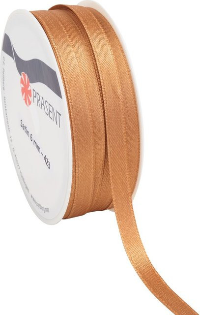 Satinband aus Polyester in Karamell Braun, Breite: 6 mm - Bild 1