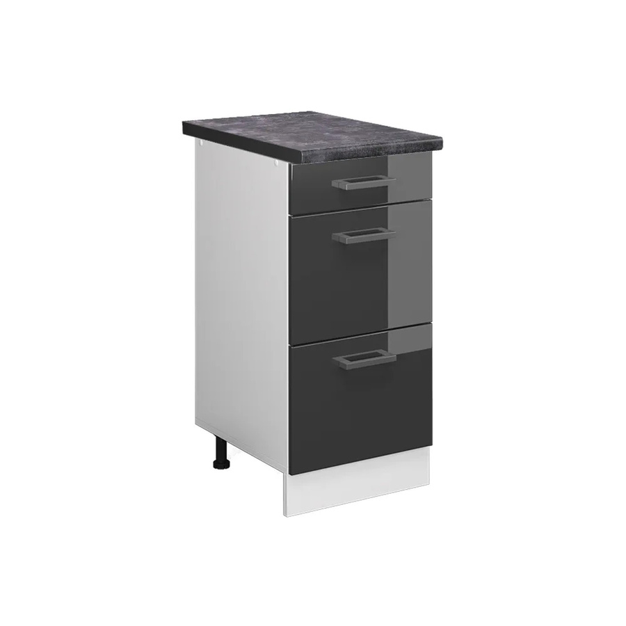 Vicco Küchenunterschrank R-Line in Anthrazit Hochglanz und Weiß mit Schubladen, Breite: 40 cm, Tiefe: 60 cm, Höhe: 81,6 cm - Bild 2