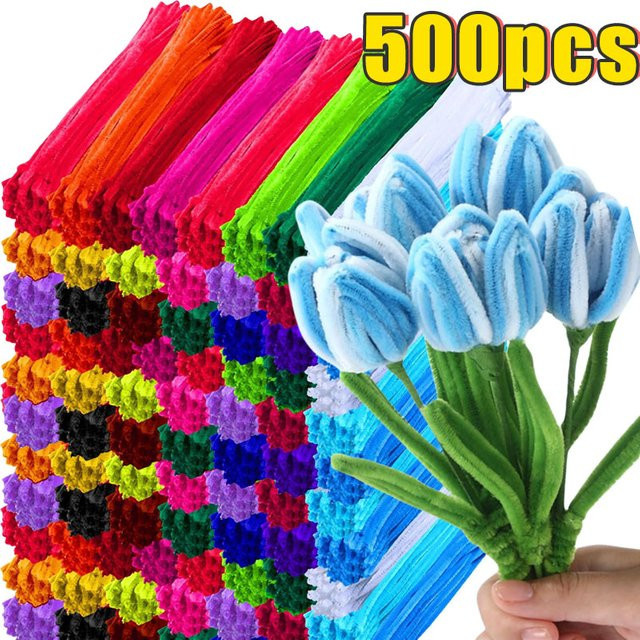 Bunte Pfeifenreiniger für Bastelarbeiten und DIY-Projekte, Chenille-Stiele in Multicolor und Weiß - Bild 1