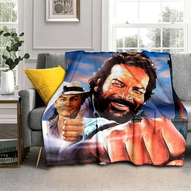 Bud Spencer Terence Hill Wurfdecke für Kinder, superweiche und warme Decke aus Polyester, Mehrfarbig, B/B: 75 x 100 cm - Bild 1
