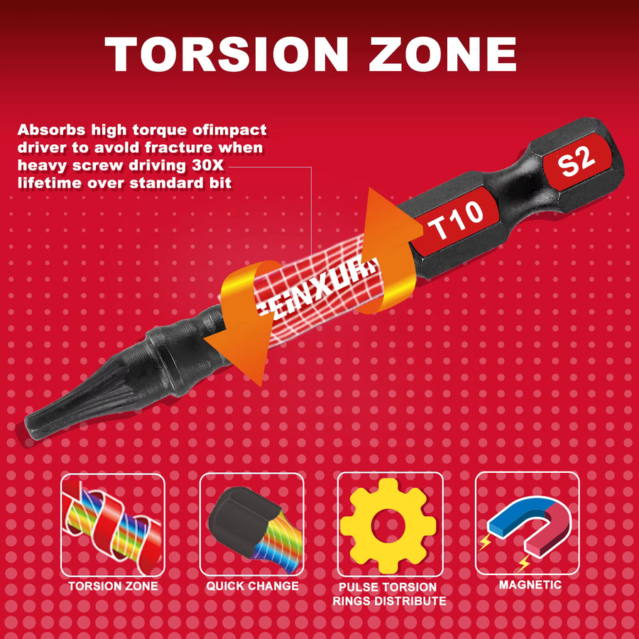 Geinxurn Impact Torx-Schraubendreher-Bits-Set, 45-teilig aus S2-Stahl mit bunter Aufbewahrungsbox - Bild 3