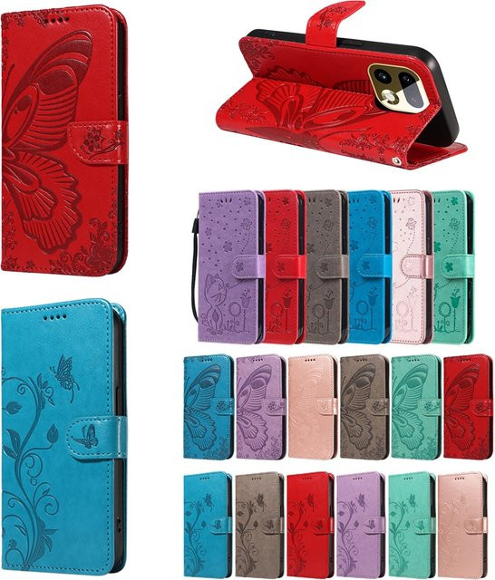 Magnetische Leder-Brieftaschenhülle für OPPO Realme 15 15T 14 14T 14X Pro Plus 5G mit Ständer und 3D-Schmetterlingsdesign in Rot - Bild 1
