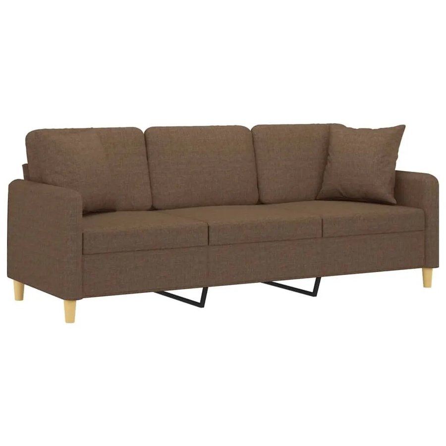 vidaXL 3-Sitzer-Sofa in Braun mit Zierkissen, modernes Design aus Stoff und Metallrahmen, Breite: 198 cm, Tiefe: 80 cm, Höhe: 77 cm - Bild 2