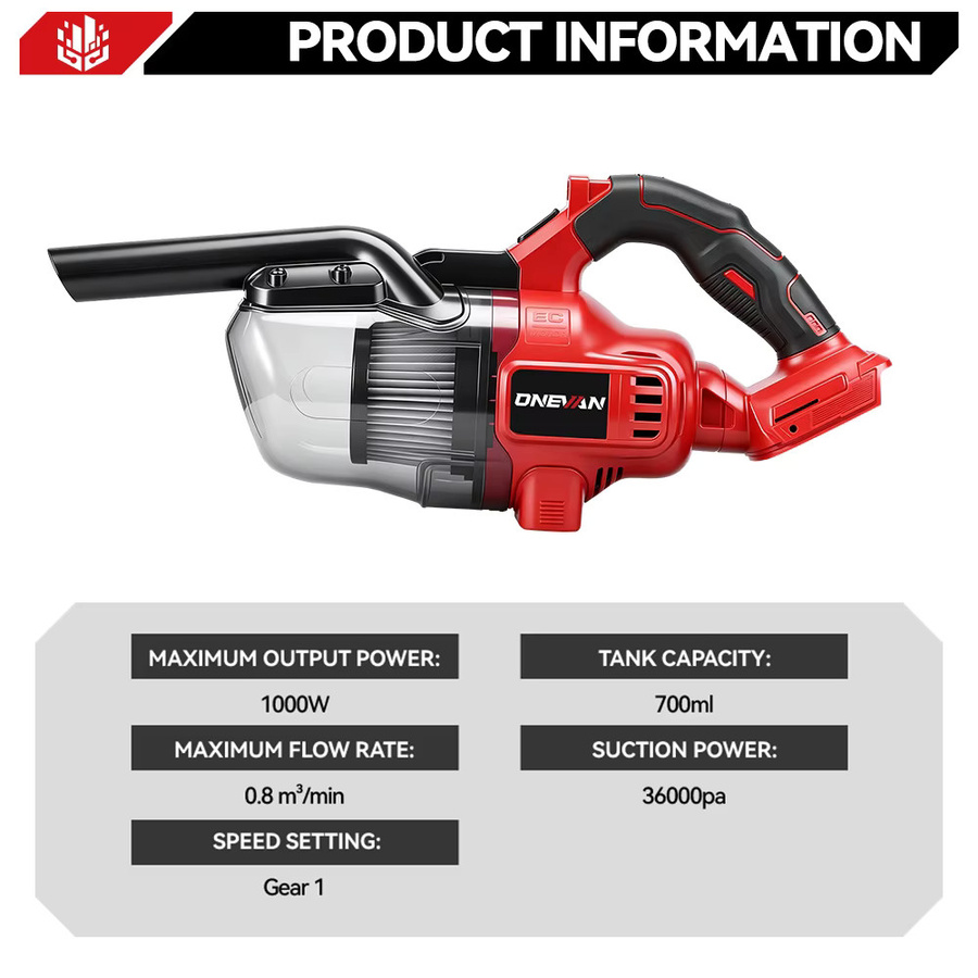 ONEVAN 6in1 Akku Handstaubsauger mit 16KPA Saugkraft für Makita 18V Akku zur Teppich- und Staubreinigung - Bild 4