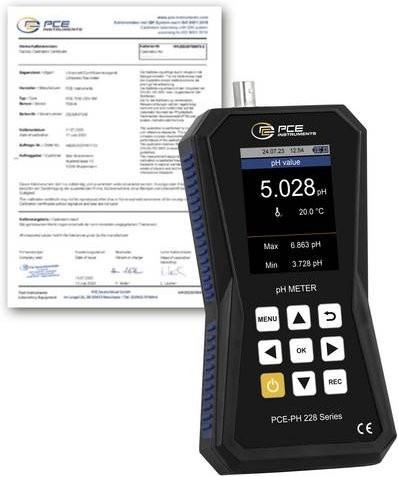 PCE Instruments Hochpräzises pH-Messgerät PCE-PH 228HHD-ICA in Schwarz mit ISO-Zertifikat und Redox-Funktion - Bild 1