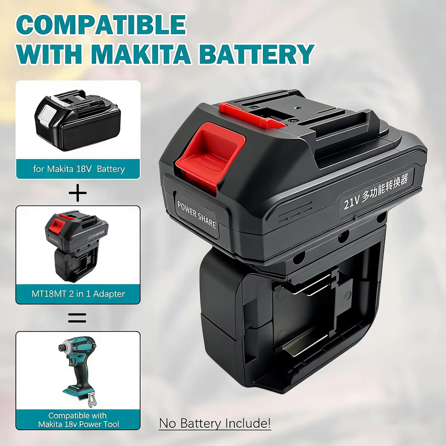 Makita 2-in-1 Batterieadapter für 18V LXT Akkus in Schwarz - Bild 3