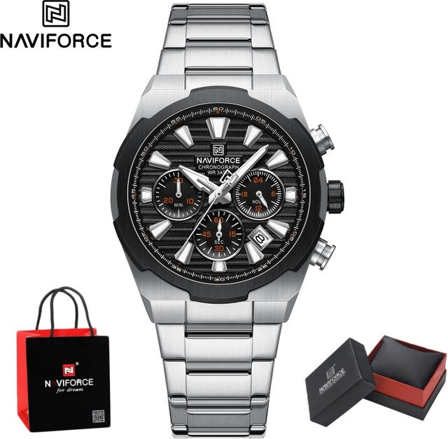 NAVIFORCE Chronograph, Quarz, Edelstahl, Schwarz, Herren - Bild 1