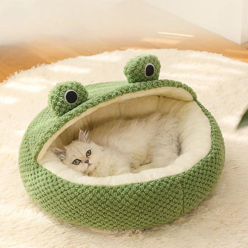Plüsch Haustiernest in Froschform für Katzen und Hunde, grün, rutschfest - Bild 2