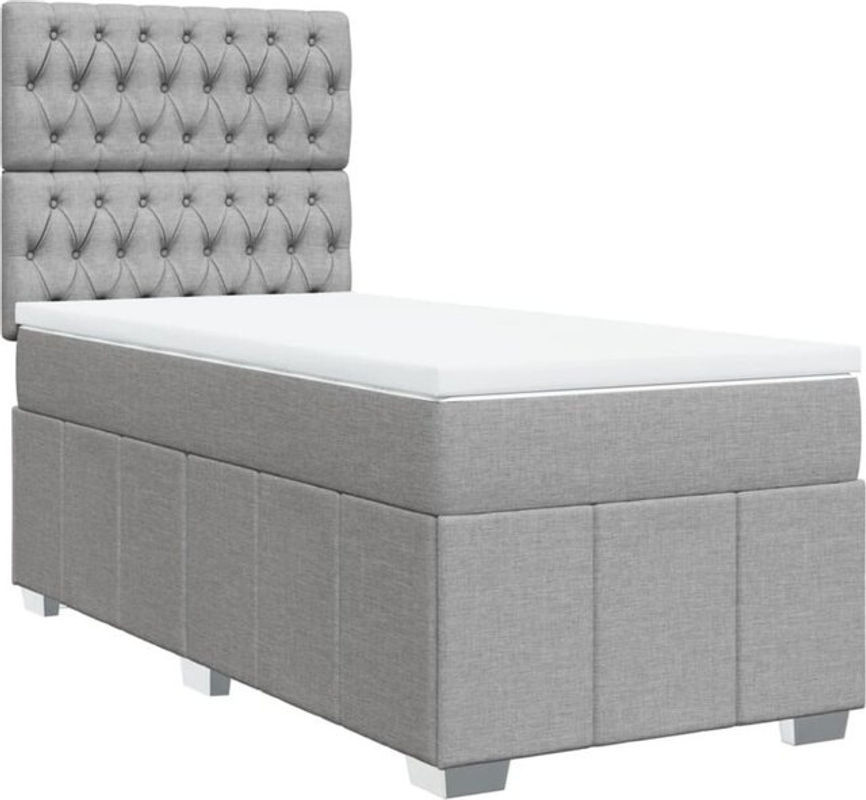 Vidaxl Boxspringbett mit Matratze in Grau und Weiß aus Stoff, B/T/H: 200 x 100 x 140,5 cm - Bild 1