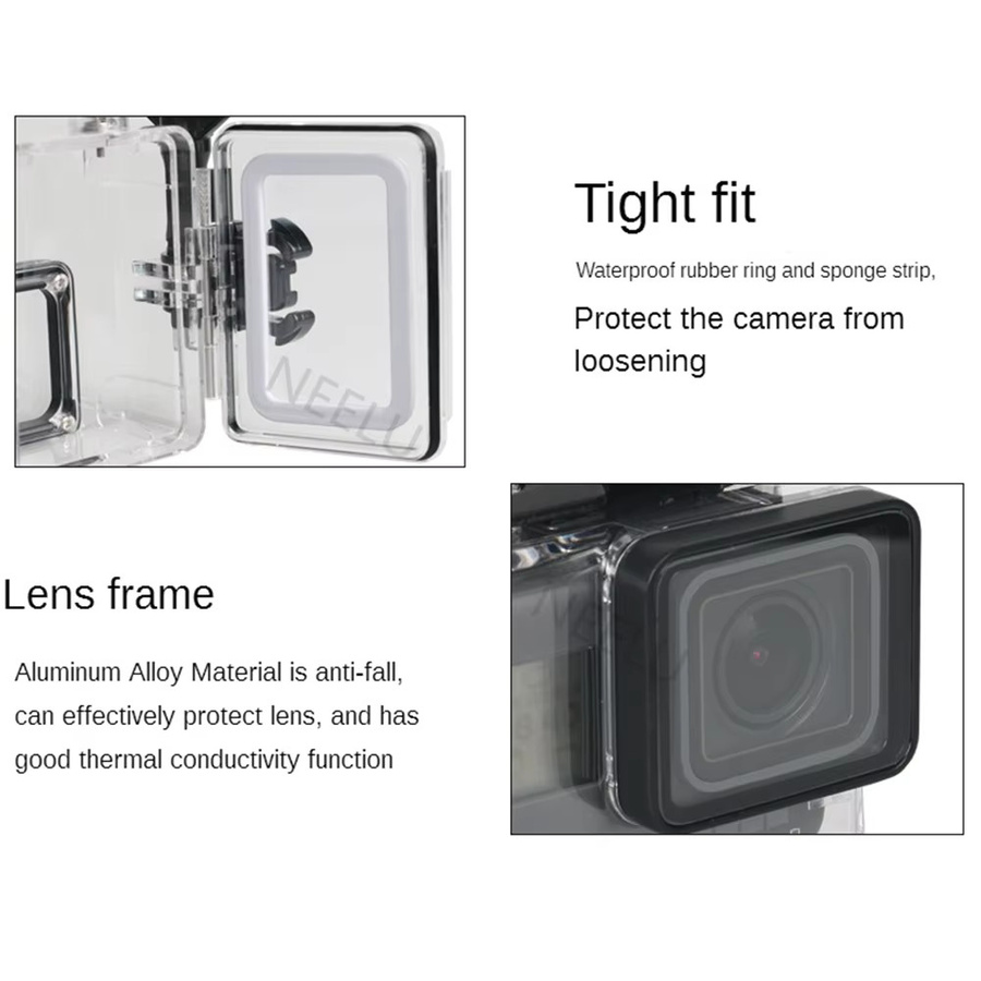 Wasserdichtes Unterwassergehäuse für GoPro Hero 7, 6 und 5 in Schwarz und Transparent, Tauchschutzgehäuse bis 45 m Tiefe - Bild 5
