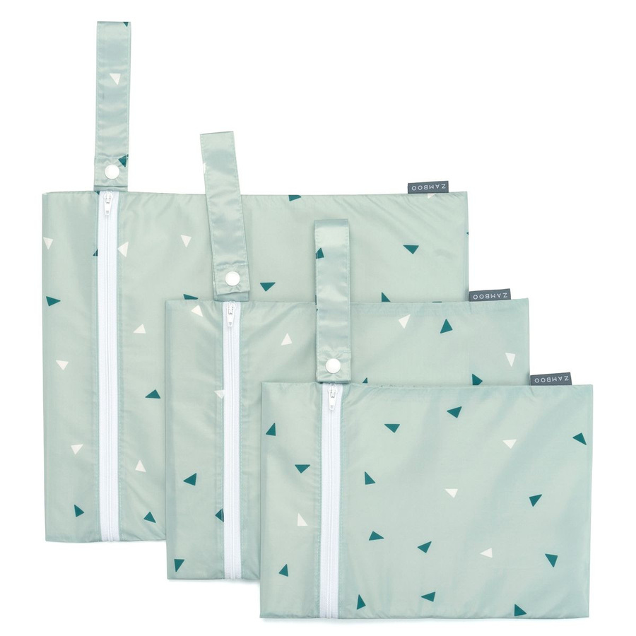 Zamboo Nasstasche und Windeltasche Triangel im 3er Pack, Mintgrün, faltbar und waschbar - Bild 1