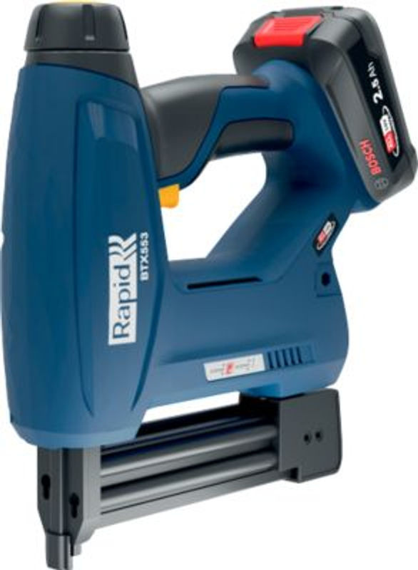 Rapid Akku-Tacker BTX553 Set in Blau mit LCD-Anzeige, LED-Frontarbeitslicht und 6-stufiger Eintreibkraft inklusive Akku - Bild 2