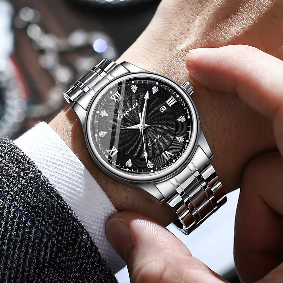 CHENXI Armbanduhr Edelstahl, Quarz, Schwarz, Herren - Bild 2