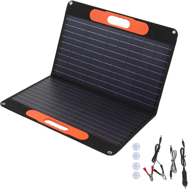 Aimo 60W Tragbares Faltbares Solarladegerät 4 in 1 mit USB-C Ausgang, Schwarz - Bild 1